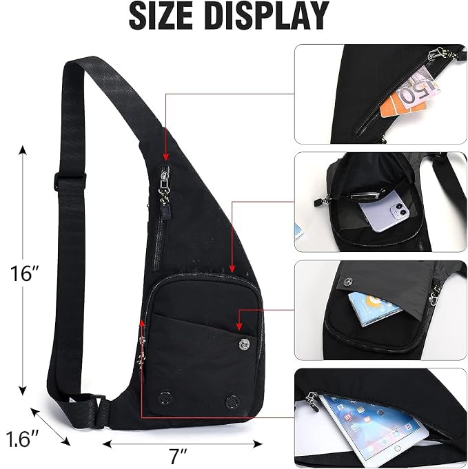 Peicees Water-resist Sling Bag Crossbody Bag for Men Slim Chest Backpack Man Purse Small Shoulder Bag for Travel Hiking - color: Grey