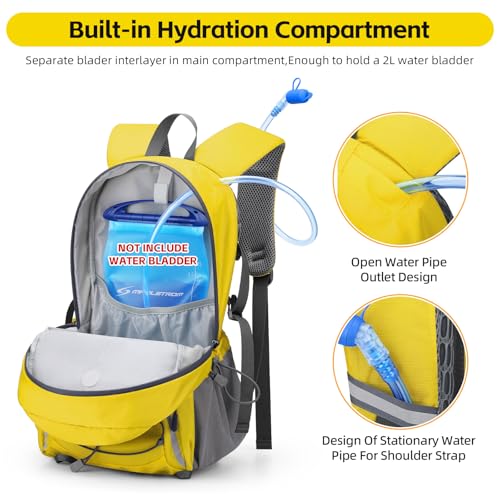 RealCool 20L Lightweight Hiking Backpack, Small Travel Daypack for Camping - color: Yellow, size: 20L