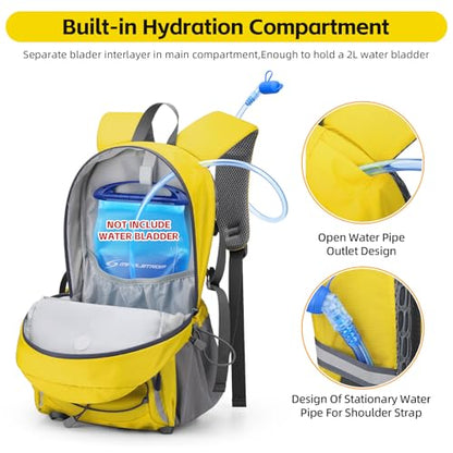 RealCool 20L Lightweight Hiking Backpack, Small Travel Daypack for Camping - color: Yellow, size: 20L