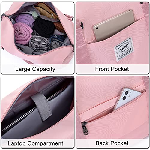 AROME Weekender Bags for Women, Travel Duffel Bag Overnight Weekend Bag - color: Pink