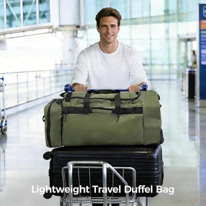 Rolling Duffel Bag with 3 Wheels, 28 Inch 110L Waterproof, Green - color: Green