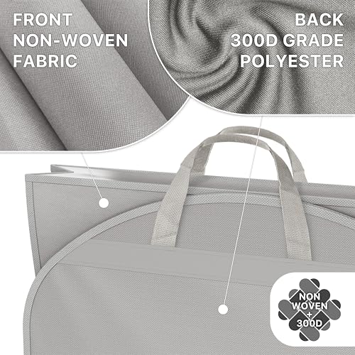 Simple Houseware 60" Travel Garment Bag, 4" Gusset Lightweight, Gray 3 Pack - size: 60-Inch, 3-Pack, Gray