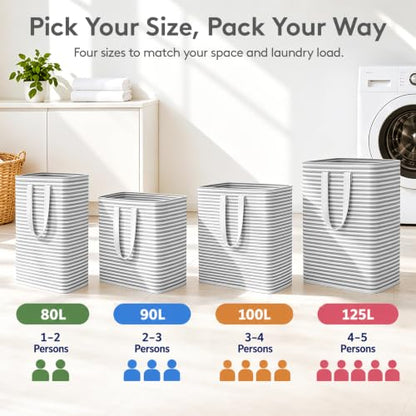 Lifewit 80L Large Laundry Baskets, Laundry Hampers Bags, 2 Pack, Grey - color: Grey, size: 80L