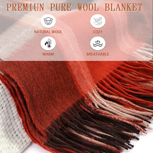 Soft Pure Wool Throw Blanket, Lightweight Warmth, Red, 55"x83" - color: Cherry Cocoa, size: Standard (1.5 lbs)