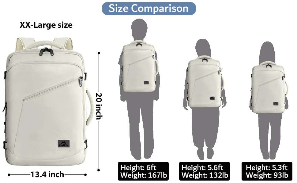 MATEIN Large Backpack for Travel Flight Approved, 45L Carry on Backpack - color: Light Beige, size: XX-Large