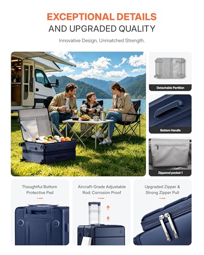 28 Inch Checked Luggage Side Opening Expandable Hardshell Suitcase, 100% PC Lightweight with Brake Spinner Wheels, TSA Lock - Large Travel Suitcase - color: Navy Blue, size: 28 IN