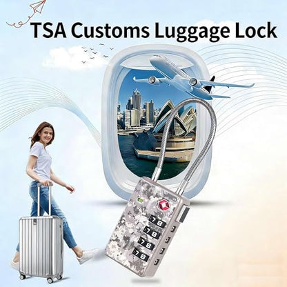 TSA Approved Cable Luggage Locks, Re-settable Combination with Alloy Body, Resettable 4-Digit Combination Padlock,Gym Locks,Toolbox Lock (1, Camouflage) (1, Camouflage)