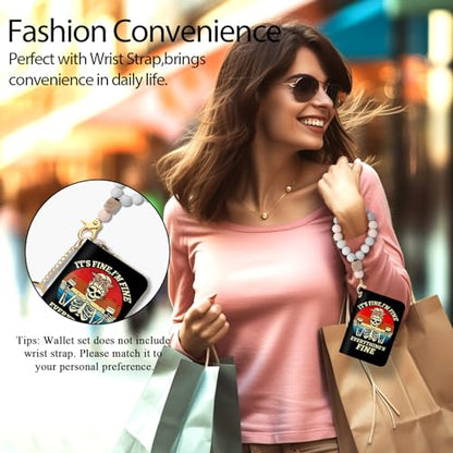 Yonlevres Credit Card Holder RFID Small Wallet Women Keychain Zipper - color: Coffee Skull