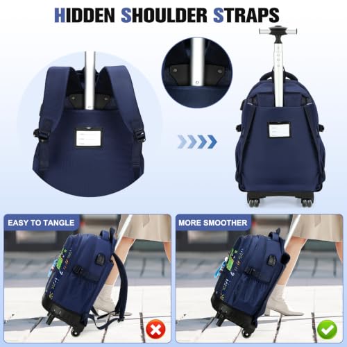 ACESAK 3PCS Rolling Backpack for Boys Children, Boys Backpack with Wheels - color: Dinosaur