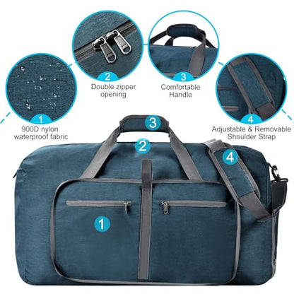 Felipe Varela Foldable Duffle Bag for Travel Weekend Overnight Gym Camping - color: E Green, size: 85L