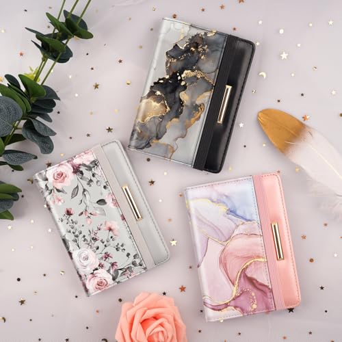 Coco Rossi Passport Holder for Travel Women Slim RFID Passport Cover Wallet - color: Grey Marble