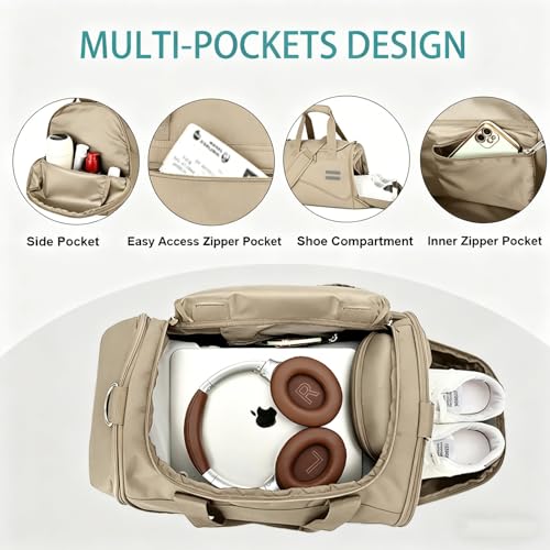 Urbanstand Gym Bag for Men & Women - 30L Duffle Bags with Shoe Compartment - color: Khaki