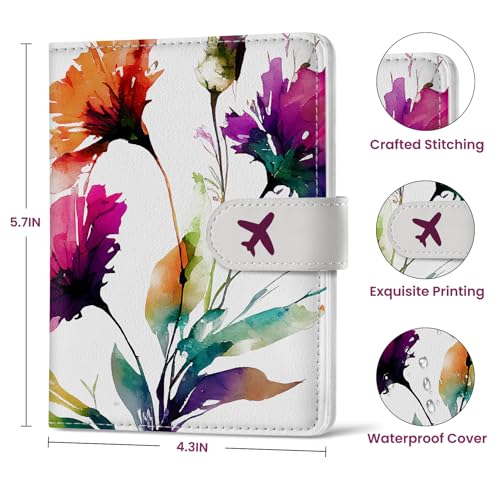 Passport Holder for Travel, RFID Blocking Wallet with Magnetic Closure - color: Z.B-Floral