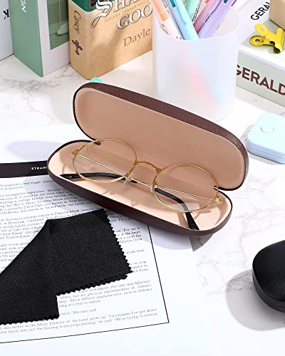 Frienda 3 Pcs Hard Eye Glasses Case with Cleaning Cloth - color: Blue, Brown, Black