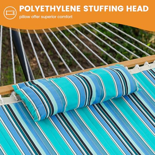 Lazy Daze 12 FT Sunbrella Quilted Hammock, Non-Fading Double Hammock - color: Dolce Oasis