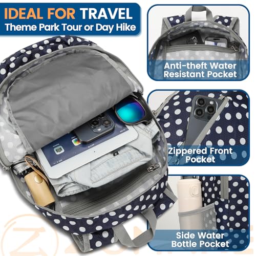 ZOMAKE Lightweight Packable Backpack 25L, Foldable Hiking Daypack - color: Blue, White Polka Dot, size: 25L