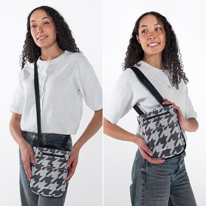 Sherpani Prima, RFID Anti-Theft Crossbody for Women - color: Grey Houndstooth Dark