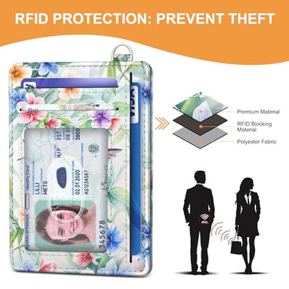 SEAVILIA Small Credit Card Holder for Women, Slim RFID Blocking Wallet - color: Hummingbird