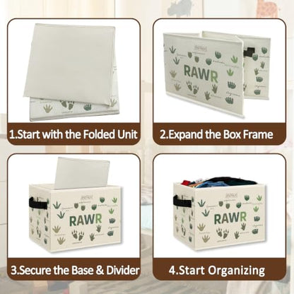 Dinosaur Nursery Dinotracks Rawr Storage Bins Box Collapsible Basket - color: Color39