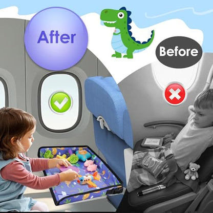 Kids Tray Table Cover, Airplane Tray Cover with Pockets - color: Blue