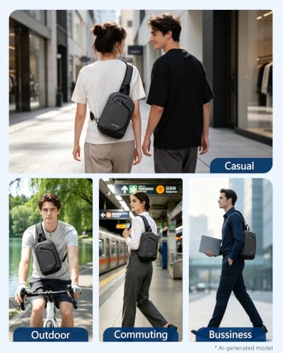 OSOCE Sling Bag for Men, Crossbody Bag Water-Resistant, RFID Anti-Theft - color: Grey, size: Small