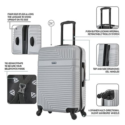 InUSA RESILIENCE Luggage with Spinner Wheels | Durable Lightweight Hardside Suitcase, Spacious Travel Bag with Handle and Trolley | 24-Inch Medium Checked Luggage | Silver - color: Silver, size: 24 Inch