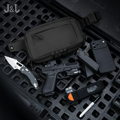 Jessie&James Edgepack Tactical Men's Lightweight Fanny Pack with Adjustable Strap, Multifunctional Quick-Draw Nylon Waist Pack for Outdoor_Black - color: Black