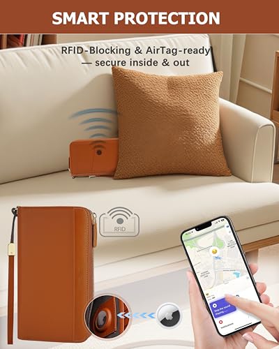 Large Wallet for Women, Clutch Wallet with Passport Holder - color: Brown