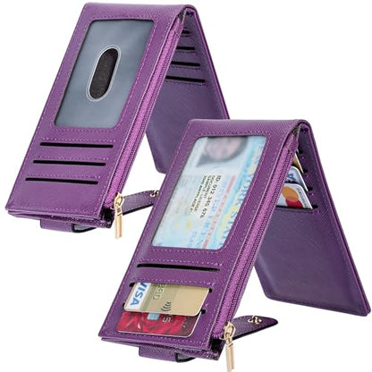 Chelmon Women's RFID Slim Card Holder Wallet - color: Purple Deep