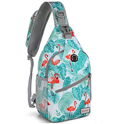ZOMAKE Sling Bag,Small Crossbody Sling Backpack Shoulder Daypack for Travel - color: Flamingo Blue, size: 8L