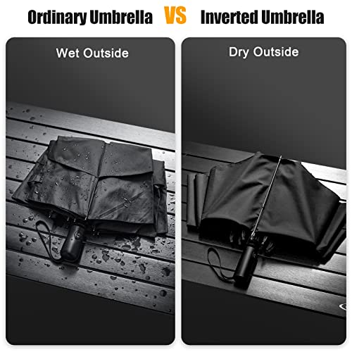 G4Free Windproof Strong 54 Inch Large Reverse Portable Travel Umbrella - color: Black