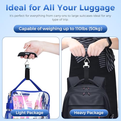 Digital Luggage Scale, WGGE Travel Luggage Weight Scale, Max 110lbs/50kg Baggage Scale with Backlit LCD Display (Pack of 2) - size: One_Size (Pack of 2)