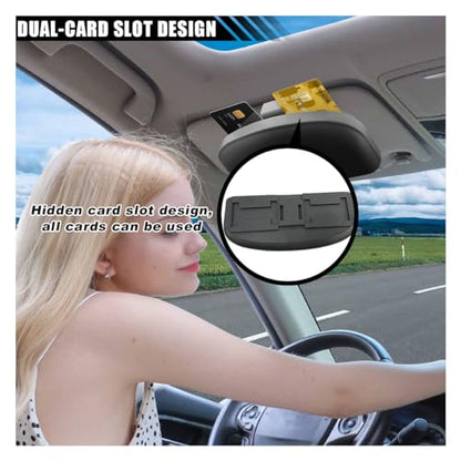 KITUREK Car Sun Visor Sunglasses Case, Glasses Storage Protective Box, Eyewear Hard Shell Eyeglasses Organizer, Magnetic Closure&Double Card Clamp (Grey) - color: Grey