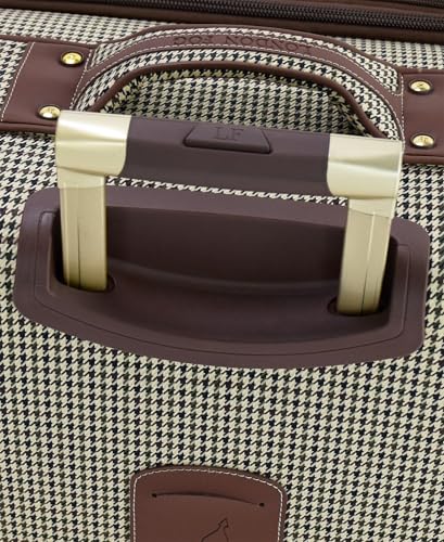 London Fog Cambridge 29" Expandable Spinner Softside Suitcase, Olive Houndstooth