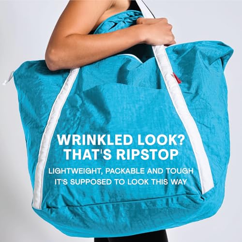 Bodysurf Beach Bag Waterproof Sandproof, Foldable Packable Travel Zip Tote - color: Electric Blue, size: Medium