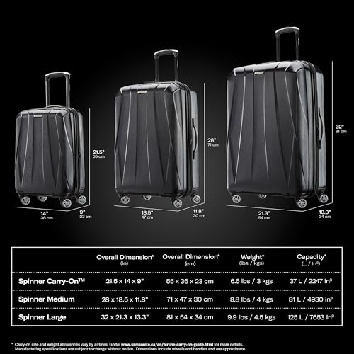 Samsonite Centric 2 Hardside Expandable Luggage with Spinner Wheels, Black, Checked-Large 28-Inch - color: Black, size: Checked-Large Spinner
