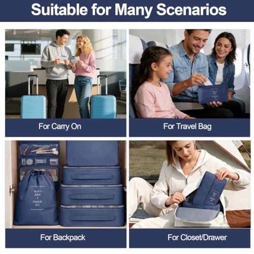 8 Set Packing Cubes for Travel-Navy Blue - color: Navy Blue