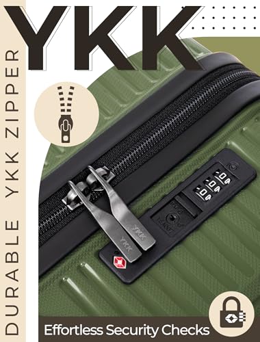 CONCEPTEN Luggage Sets 3 Piece, PP Hardshell Suitcases Set with Wheels - color: Olive Drab, size: 3 Piece Sets (21/Db/Tb)