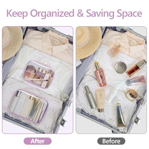 PACKISM Clear Makeup Bag Travel - Velvet Side TSA Approved Toiletry Bag - color: 01 Purple, size: Full Vacation (Mixed Sizes)