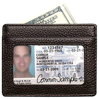 RFID Protect Slim Minimalist Pocket Leather Wallet Card Holder - Brown - color: Original / Brown