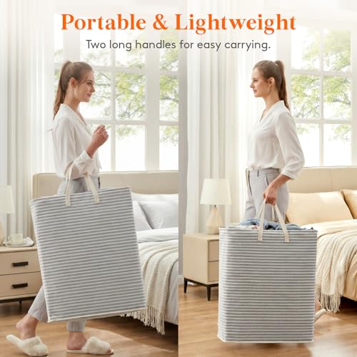 Lifewit 125L Large Collapsible Laundry Basket with Extended Handles, Grey - color: Grey, size: 125L
