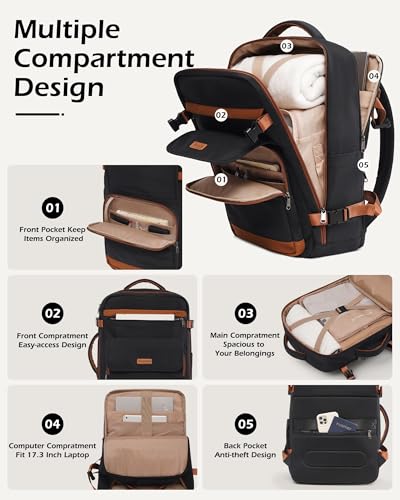 LONG VACATION Luggage Sets, 3 Piece, 20 Inch Carry On Hardshell Suitcase - color: BLACK-BROWN, size: 3-Piece Set (20-Inch BP-2/TB)
