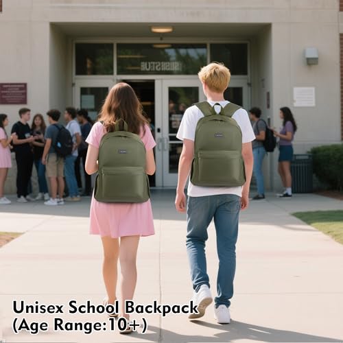 AOTIAN Large Backpack, Men Women Casual Daypack for College Travel Work - color: Green - 17 Inch