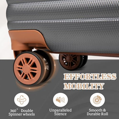 Cobens Luggage Sets 5 Piece, Suitcases with Wheels, 20"/24"/28",Gray - color: Gray, size: 5 Piece Sets (20/24/28/DB/TB)