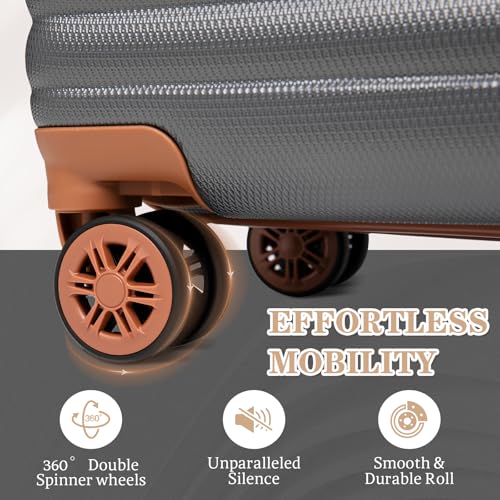 Cobens Luggage Sets 5 Piece, Suitcases with Wheels, 20"/24"/28",Gray - color: Gray, size: 5 Piece Sets (20/24/28/DB/TB)