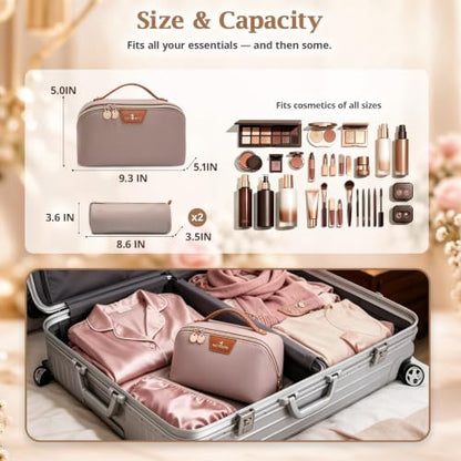 3-in-1 Large Travel Makeup Bag Organizer for Women - color: B07-Grey