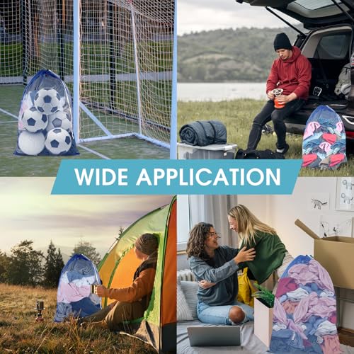 2 Pack Mesh Laundry Bags 23x34 Inch Drawstring Locking for Travel Home - color: Blue