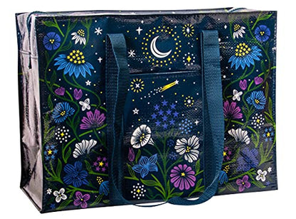 Blue Q Reusable Shoulder Tote Bag - Carry Everywhere Bag with Hefty Zipper - color: Starry Garden
