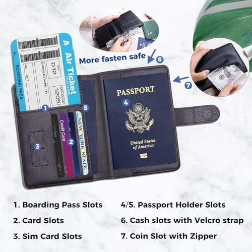 Cnycmy Passport Holder for Travel,Passport Cover Case with RFID - color: Leatherate-Black