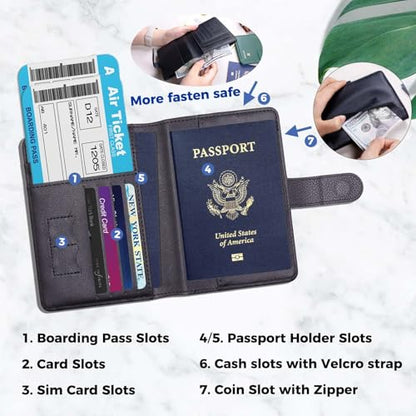 Cnycmy Passport Holder for Travel,Passport Cover Case with RFID - color: Leatherate-Black